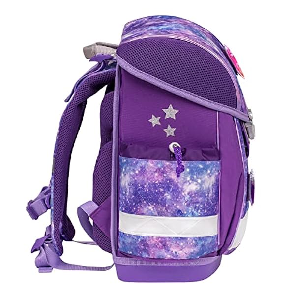 Belmil 403-13 - Mochila escolar (4 piezas, con correa para el pecho (403-13/S/C), Violet Universe, Juego de mochila escolar